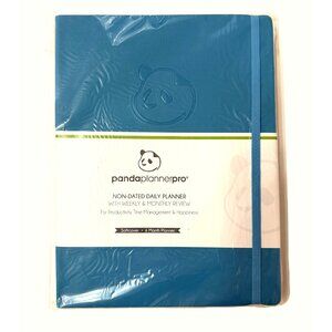 New Panda Daily Planner Pro Softcover Cyan Teal Blue Sealed Organizer Journal